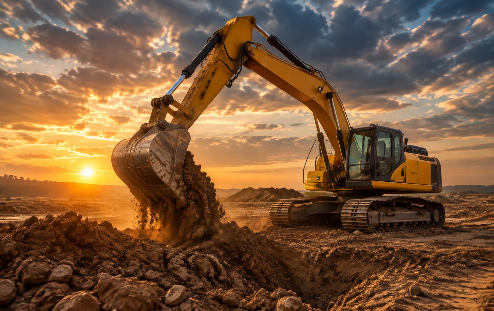 Excavator digging on a job site